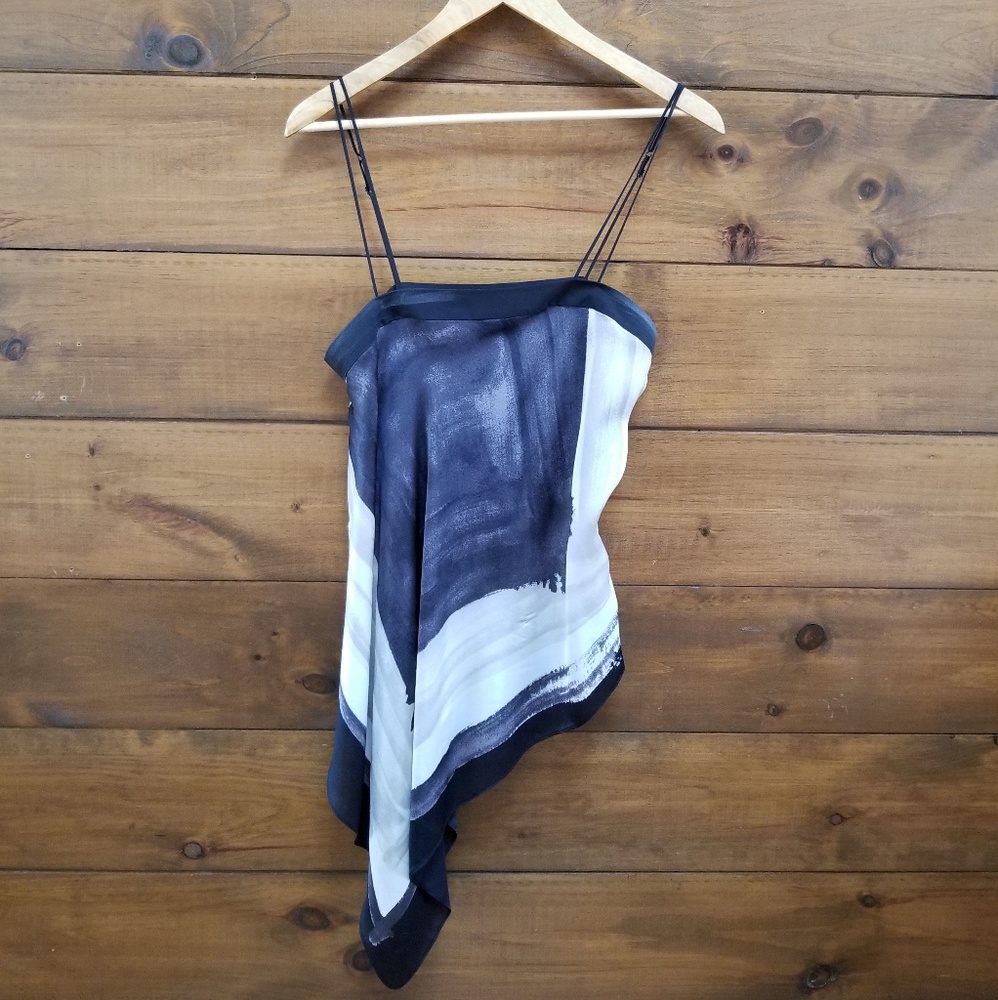 Halston Silk Asymmetrical Shell Top